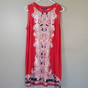 Apt. 9 Sleeveless Red and Blue Paisley Dress. Size Medium